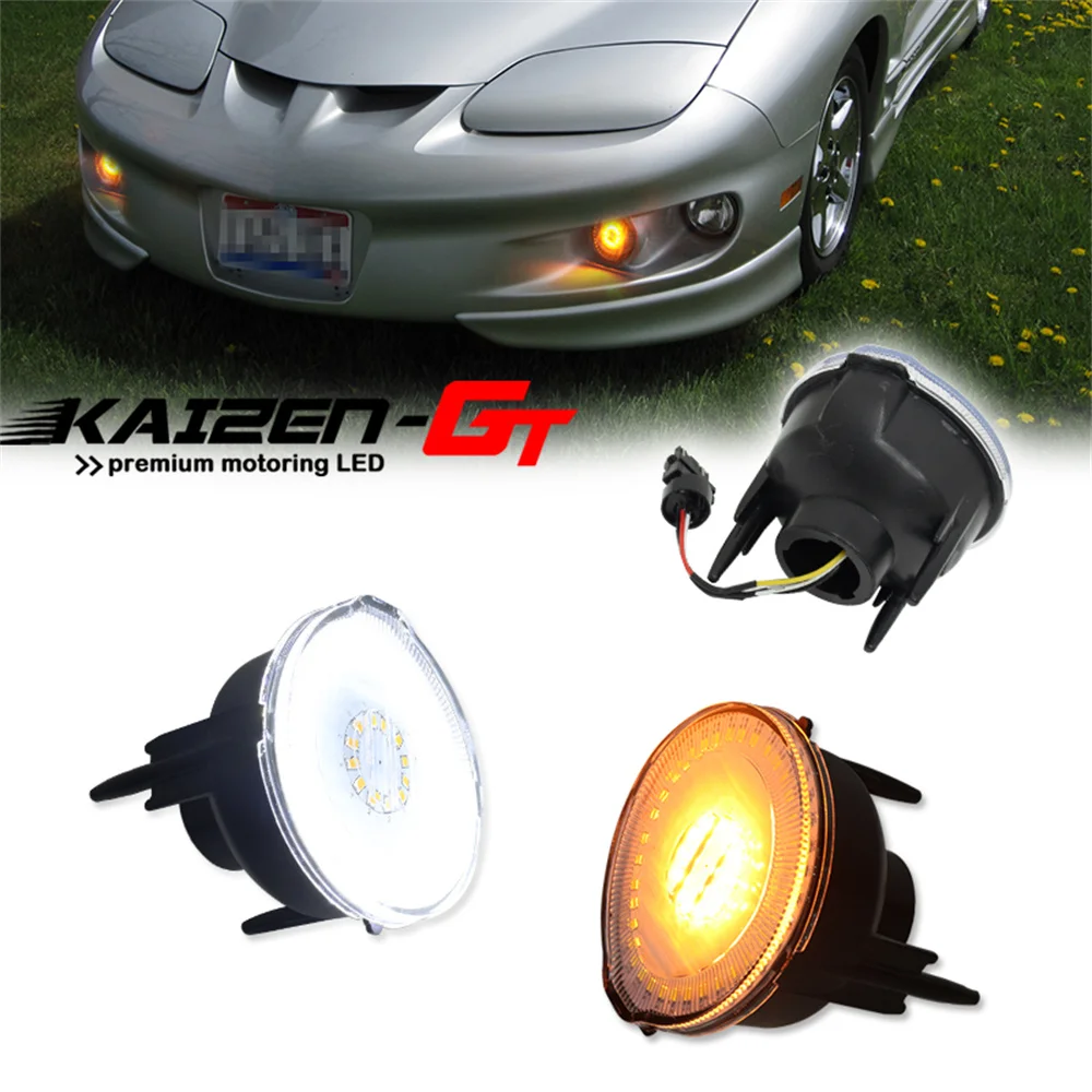 Switchback White & Amber LED Car Front Bumper DRL Driving Lights Running Lights Turn Signal Light For Pontiac Firebird 1998-2002