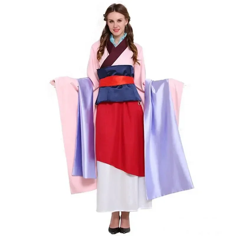 Disfraz de Mulan de película HN8, vestidos de princesa de Drama rojo y azul para mujer, Cosplay de Halloween para adultos Hua Mulan) 4Dc