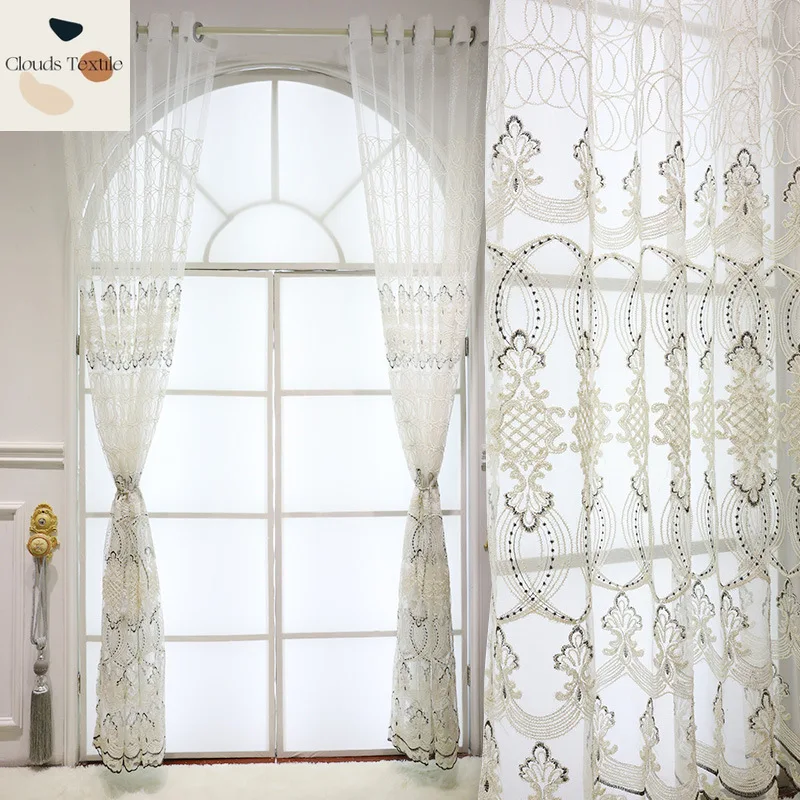 

New European Style Embroidery Modern Light Luxury Window Curtain Room Decor Curtains for Living Dining Room Bedroom