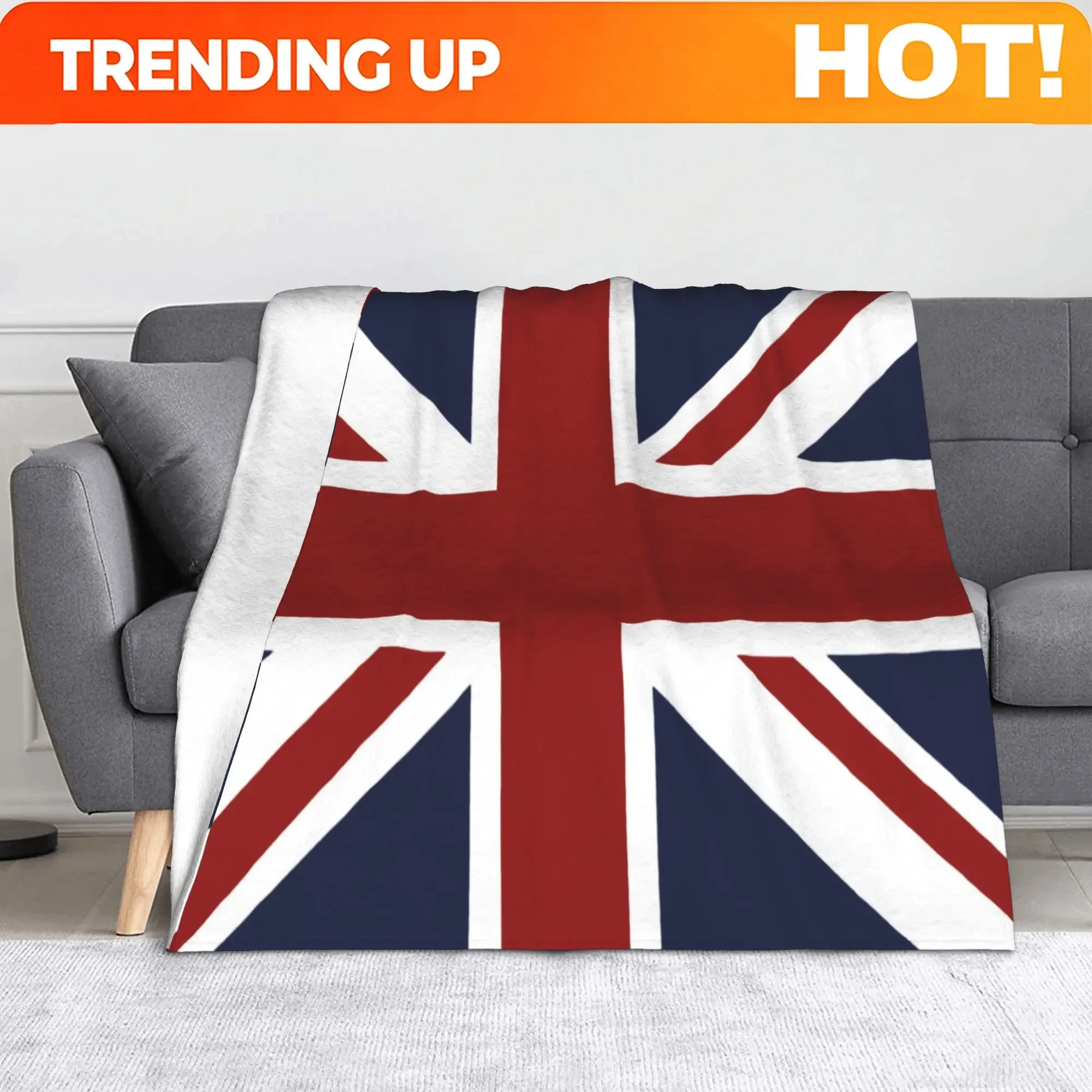 Custom Union Jack British Flag United Kingdom Blankets Velvet Ultra-Soft Throw Blankets For Home Couch Bed Rug