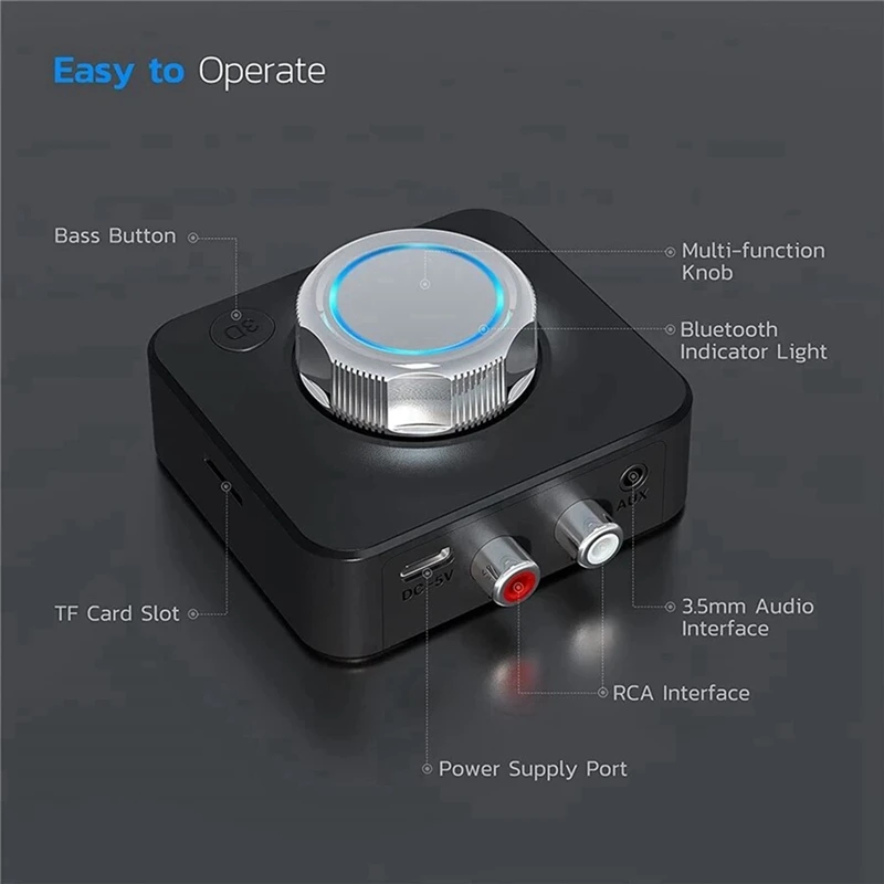 بلوتوث 5.0 استقبال الصوت ثلاثية الأبعاد ستيريو الموسيقى محول لاسلكي TF بطاقة RCA 3.5 مللي متر 3.5 AUX جاك لمجموعة السيارة