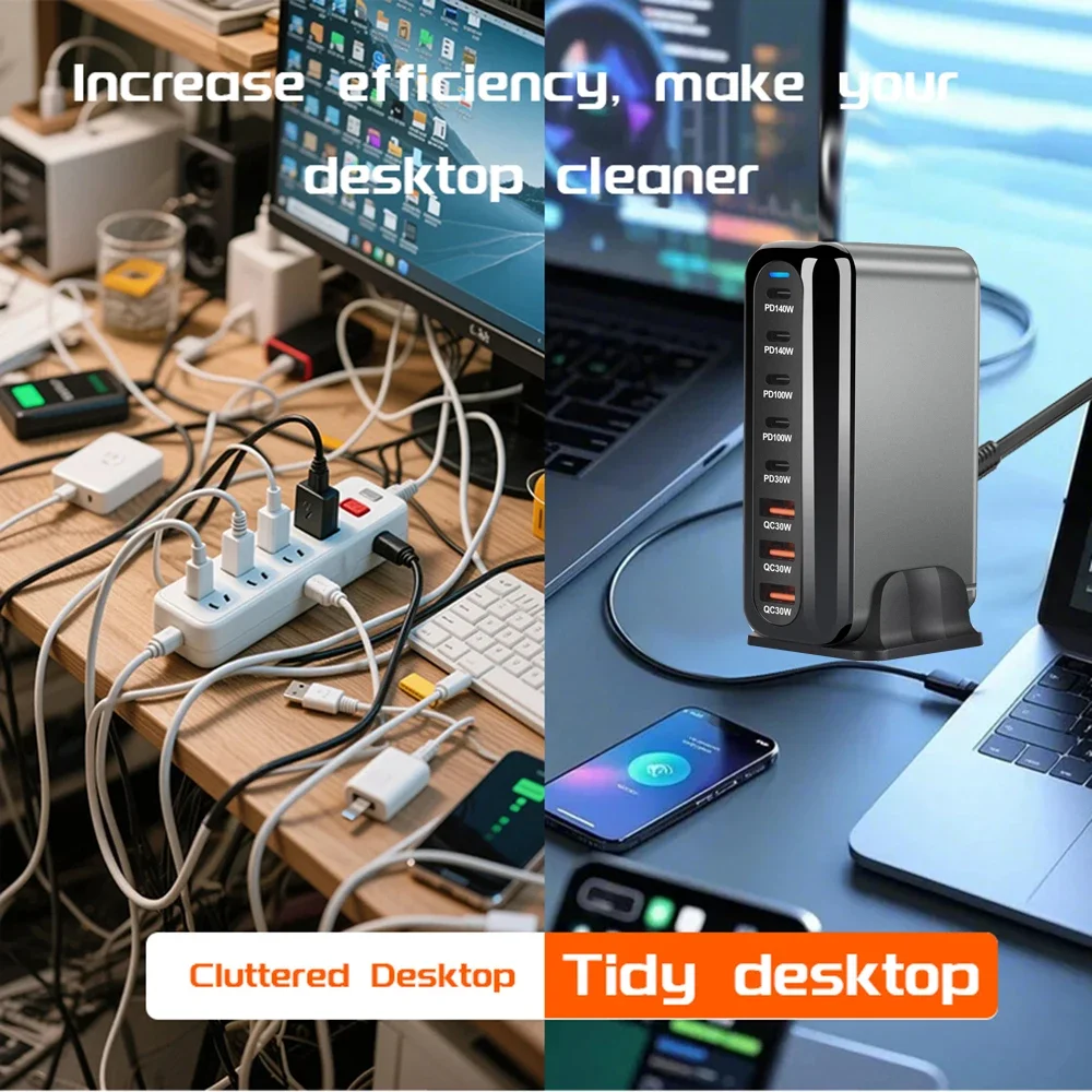 Estação de carregador usb multiportas, 600w, gan, para iphone 16 15 14 13 pro max/samsung s24 s23/xiaomi/huawei/ipad, usb tipo c, carga rápida, macbook/dell carregador pd para laptops