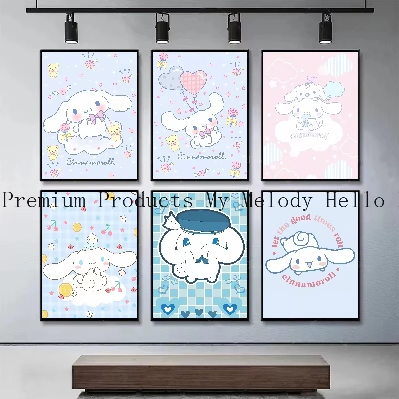 

MINISO аниме периферийные устройства Sanrio печать на холсте Cinnamoroll подарки на день рождения настенный постер домашняя модульная живопись декор для спальни