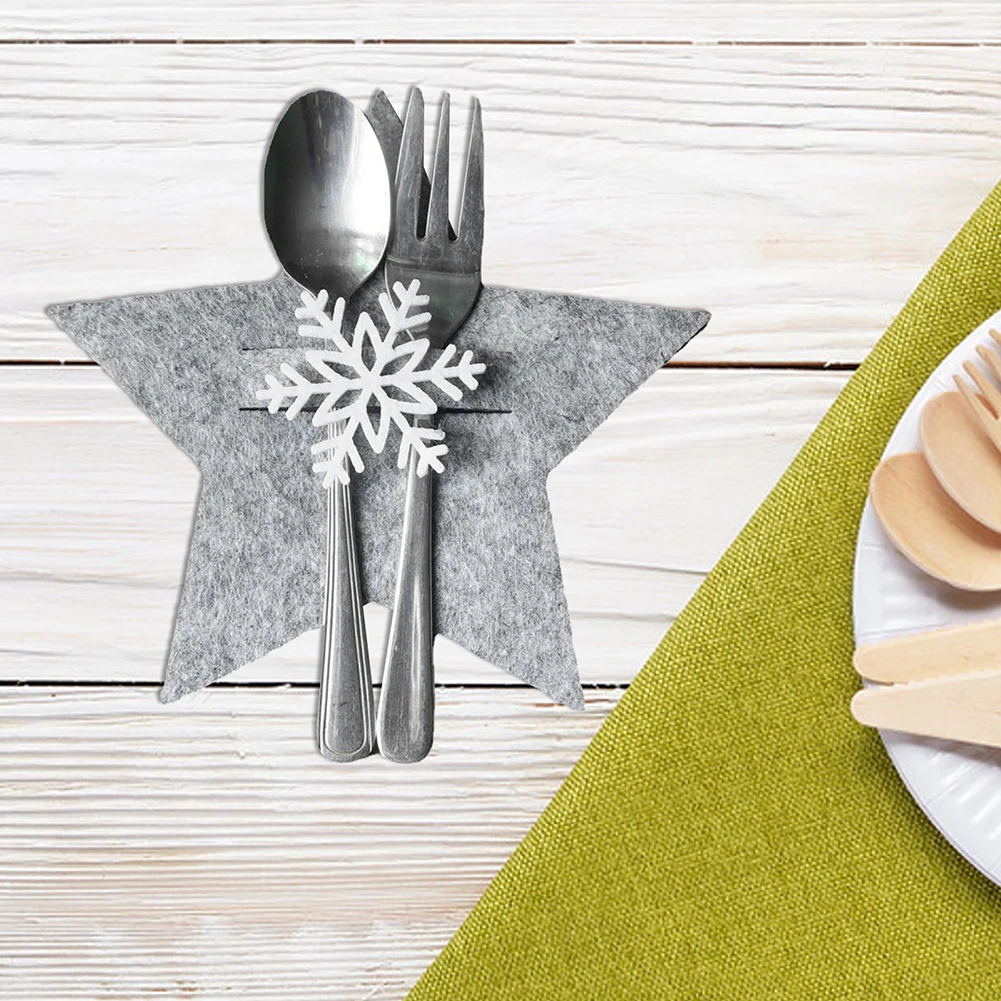 Christmas Style Knife Fork Cutlery Bag Non-Toxic Tasteless Kitchen Tableware Holder Soft  Portable for Festive Decoration