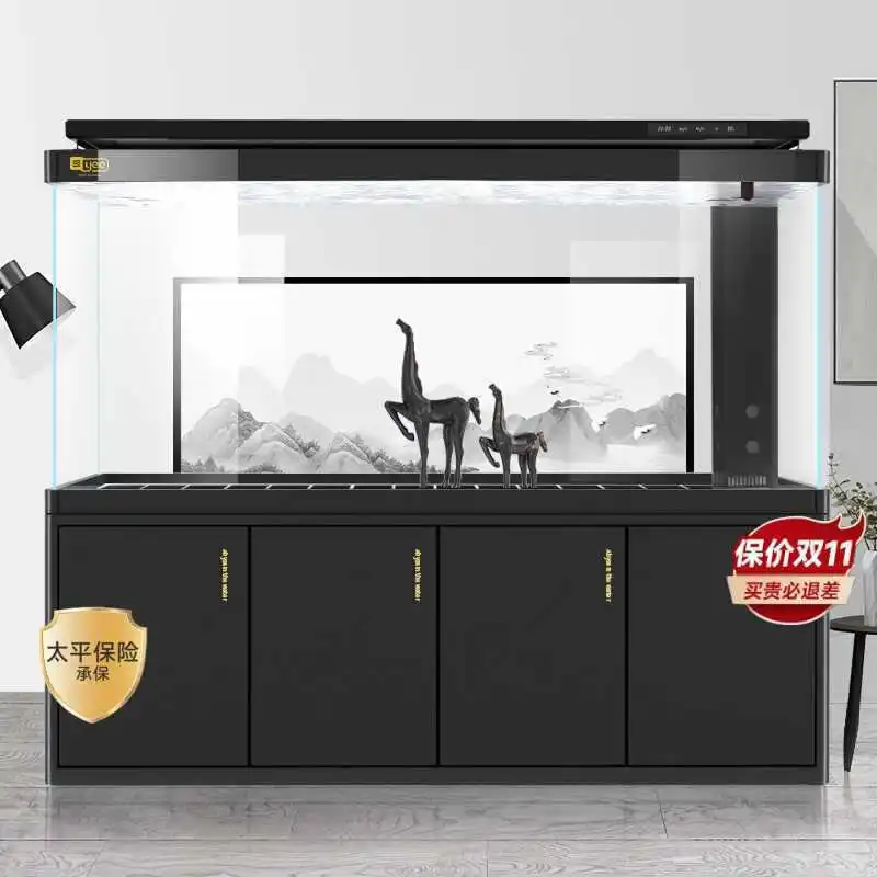 Fish tank living room large arowana tank 2 meters ultra-white glass aquarium bottom filter ecological screen free of water chang