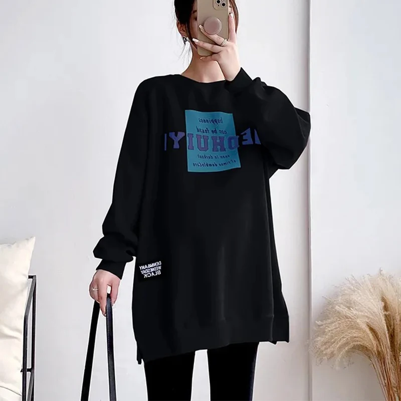 Women's Maternity Sweatshirt Long Sleeve Split Side Pregnancy Tee Tops Maternity Shirts Workout Tops For Maternity