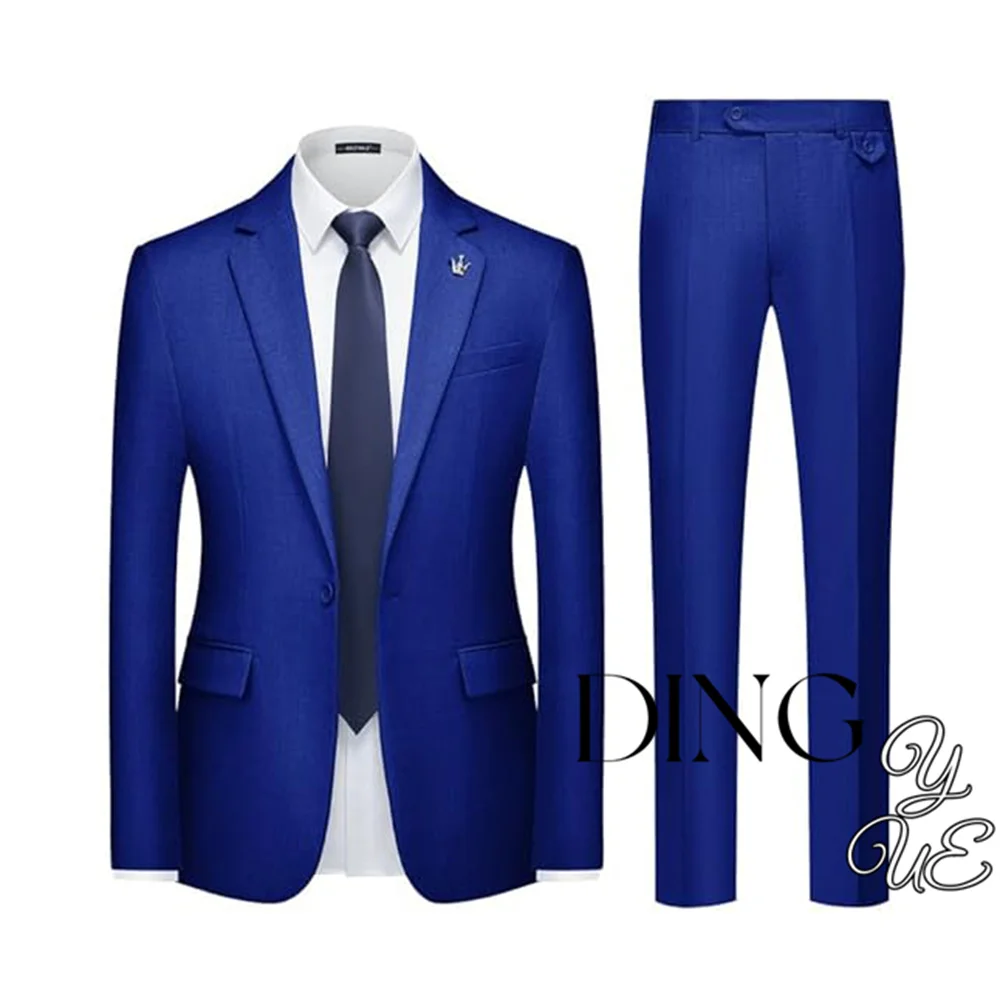 Mens 2 Piece Suit Slim Fit Solid Wedding Prom Tuxedo Suit with One Button Notch Lapel Blazer and Pants traje formal para hombre