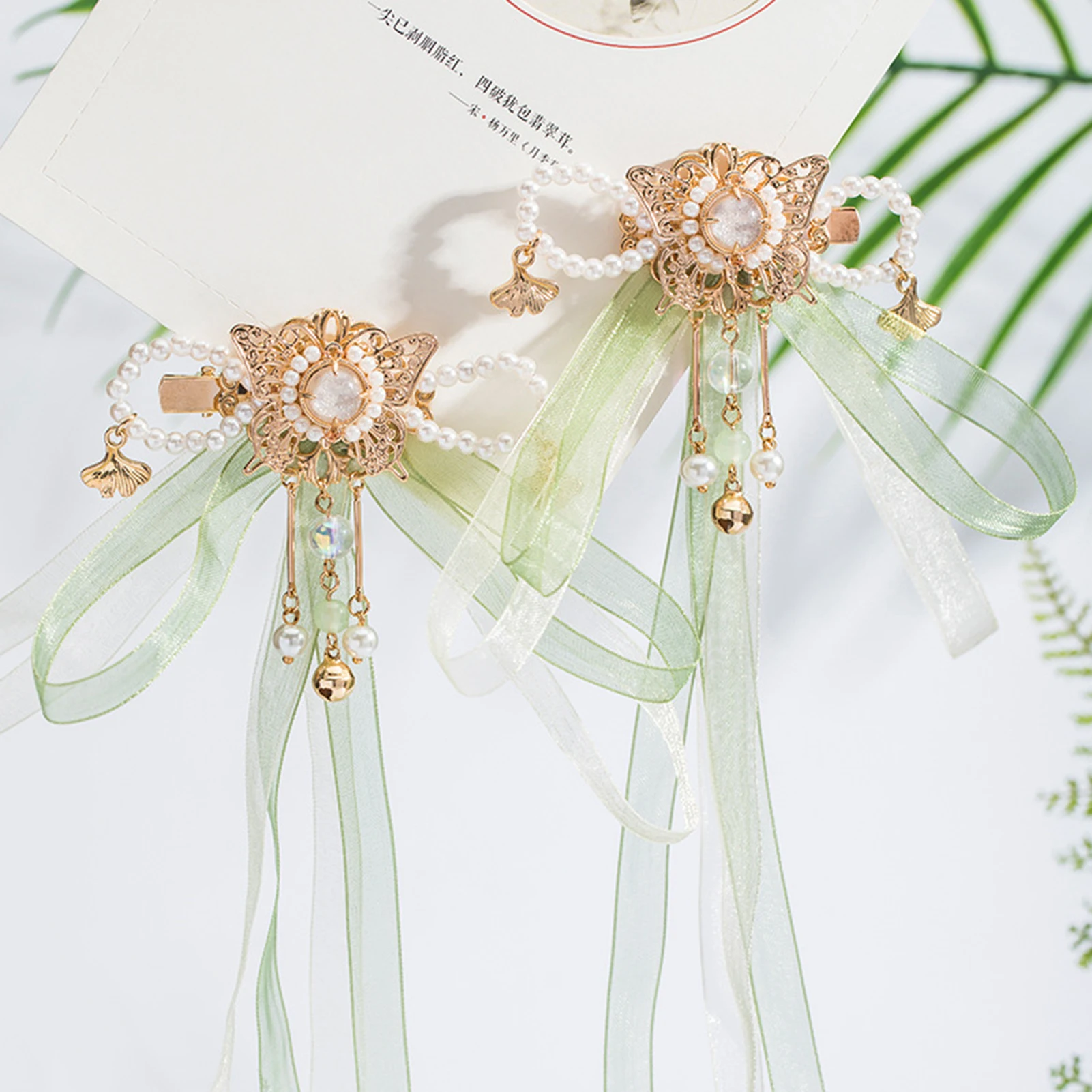 Vintage-Haarspangen, Schmetterlings-Kopfschmuck mit Band, chinesisches Hanfu-Haar-Accessoire, Feen-Haarnadeln, Haarschmuck, Geschenk