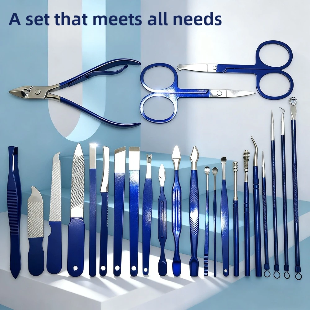 

30pcs Professional Manicure & Pedicure Set Heavy-Duty Stainless Steel Nail Clipper with Cuticle Trimmer Portable Case Gifts