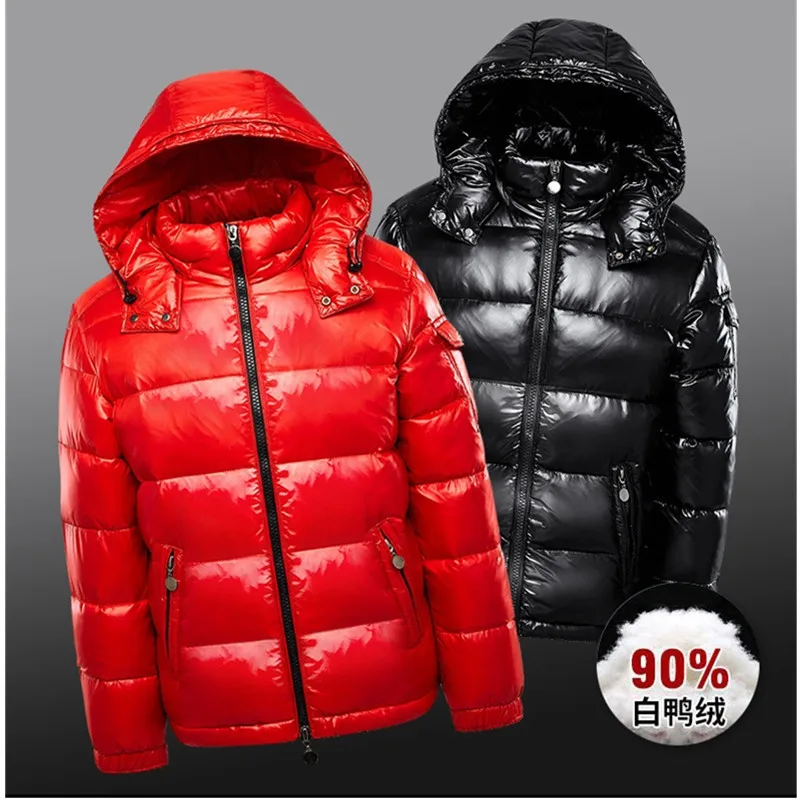 UHYTGF Quality Shiny White Duck Down Winter Jacket Womens Red Black Hooded Couples Warm Coat Female Thicken Cold Overcoat 3XL 98