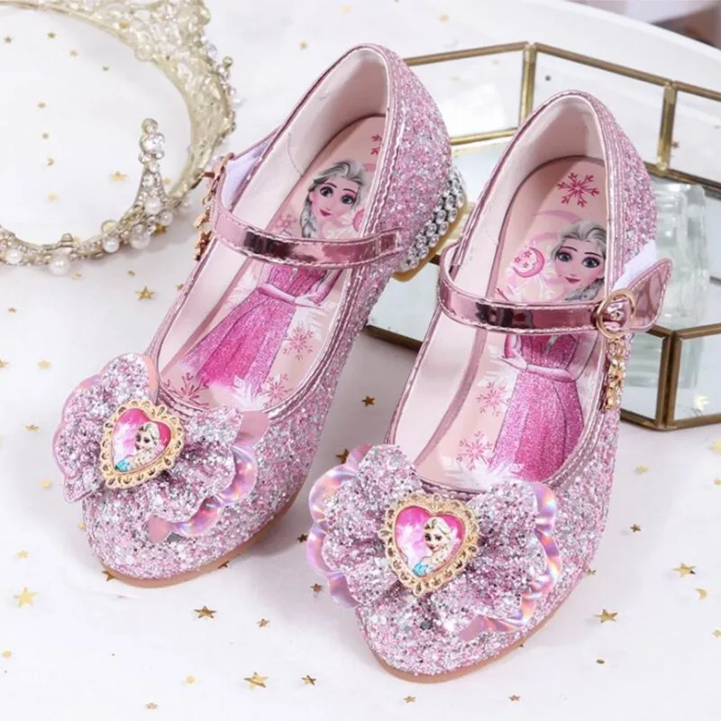 

Disney Kids Leather Shoes Girls Wedding Dress Shoes Frozen Elsa Princess Bowtie Dance Shoes Girls Casual Shoes Elsa Sandals