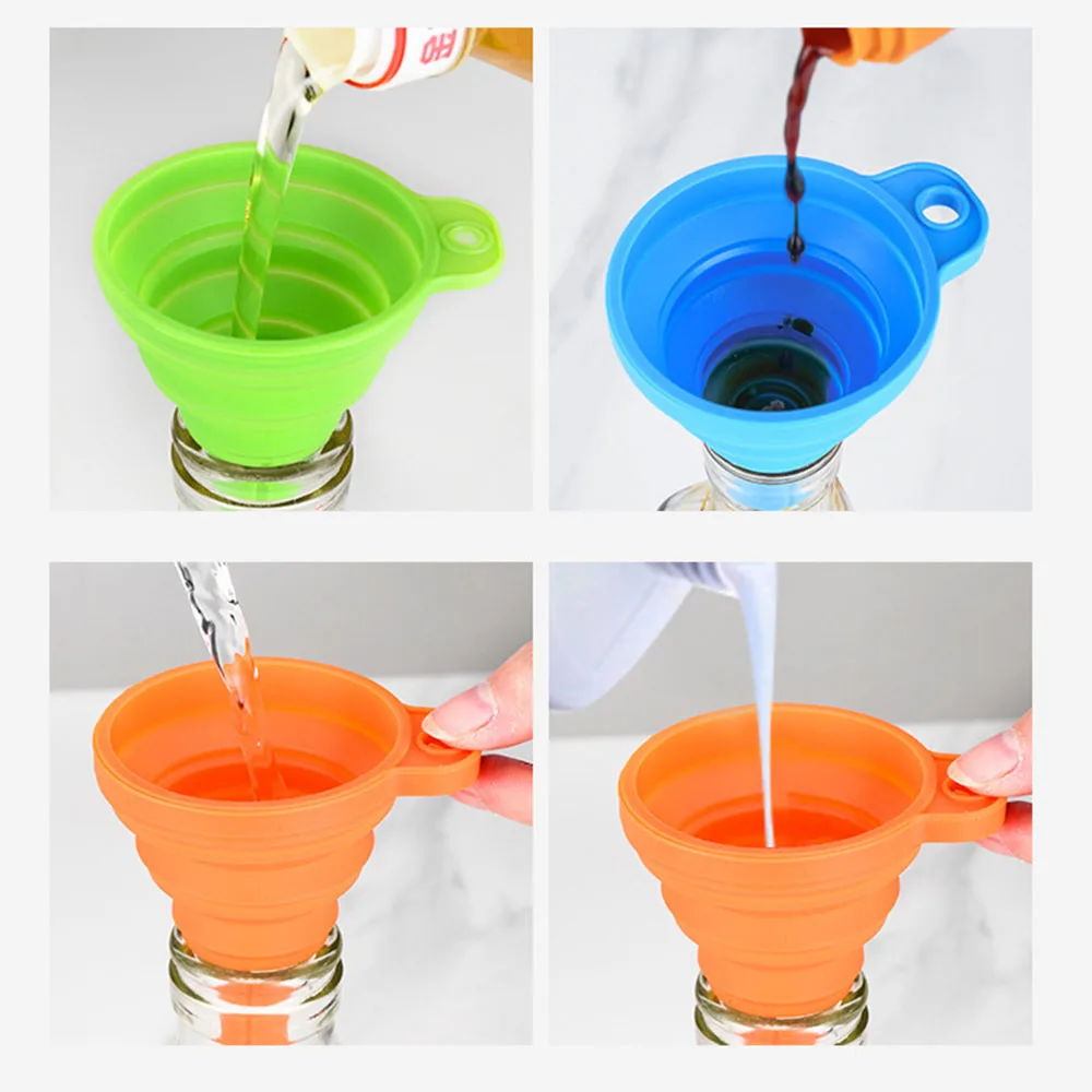 Car Engine Funnel Universal Silicone Liquid Funnel Washer Fluid Change Foldable Portable Auto Engine Oil Petrol Change Funnels