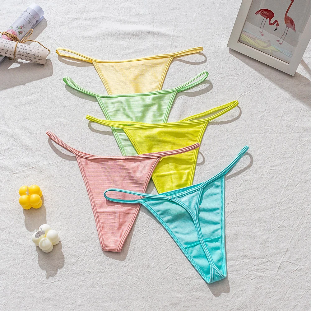 

Candy Color Sexy Panties Summer Color Cute Girls Ladies T-Back G-String Thongs Bandage Low-Waist Underwear Women Briefs Freeship