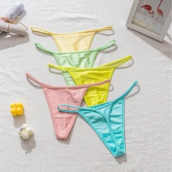 Calcinha sexy de cor doce para mulheres e meninas, T-Back, tanga fio-dental, atadura, cueca de cintura baixa, cuecas, cor, bonito, verão, livre