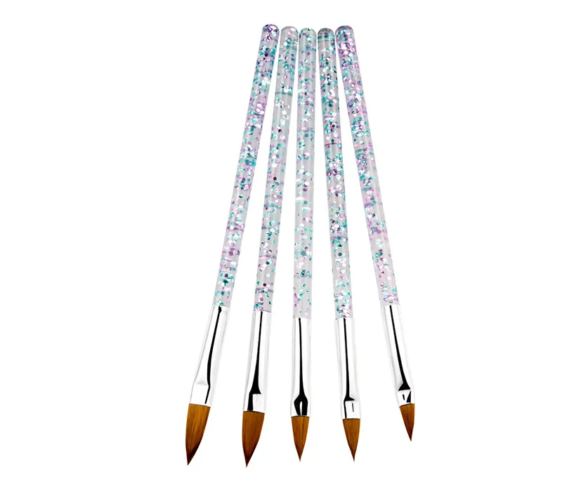 Newest 11/13/15/17/19mm Nail Art Crystal Brush UV Gel Builder Painting Dotting Pen Carving Tips Manicure Salon Tools