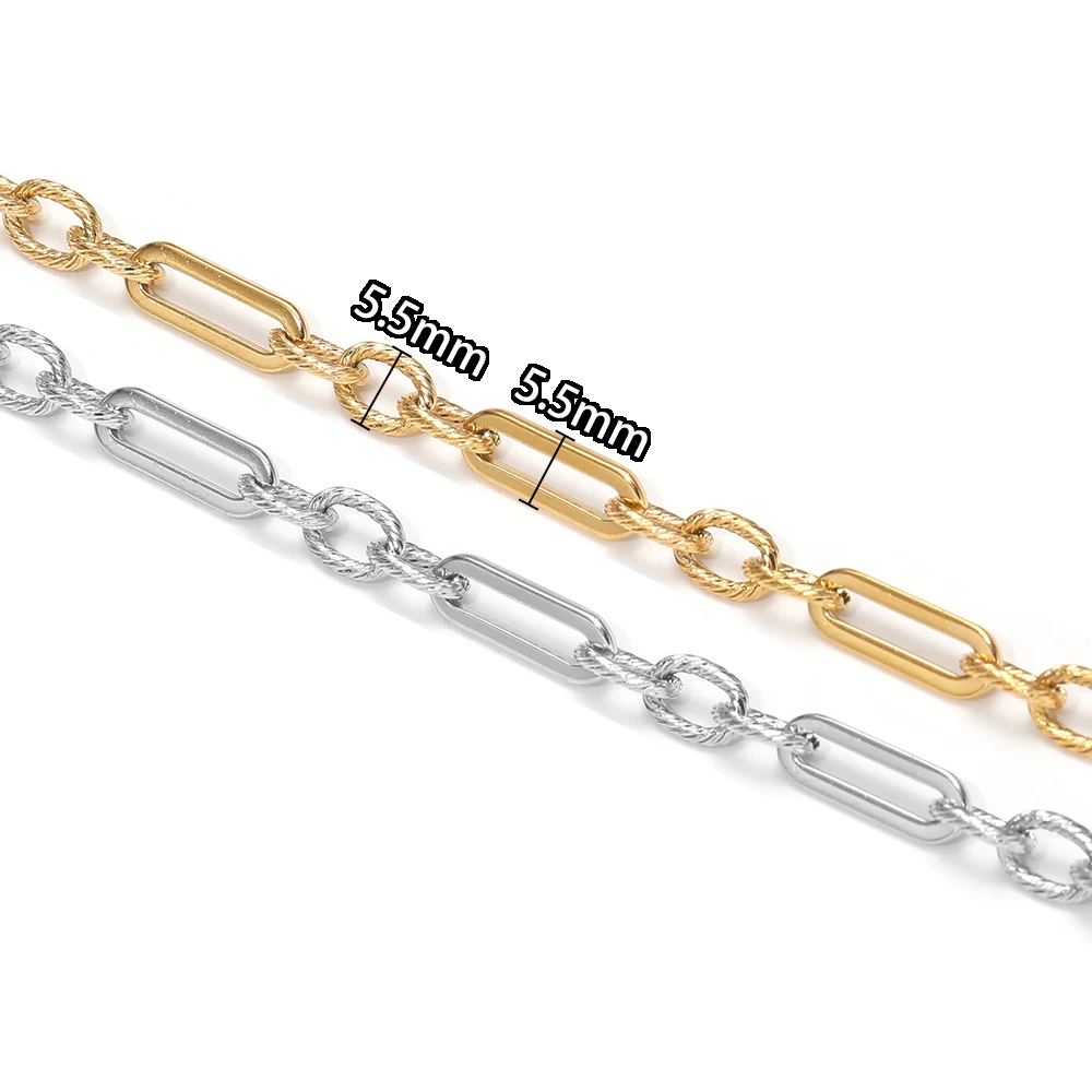 1 Meter Gold Edelstahl 3:1 O-Link Rolo-Ketten für DIY-Schmuck, Armbänder, Halsketten, Anhänger, Ohrringe – Detail 3