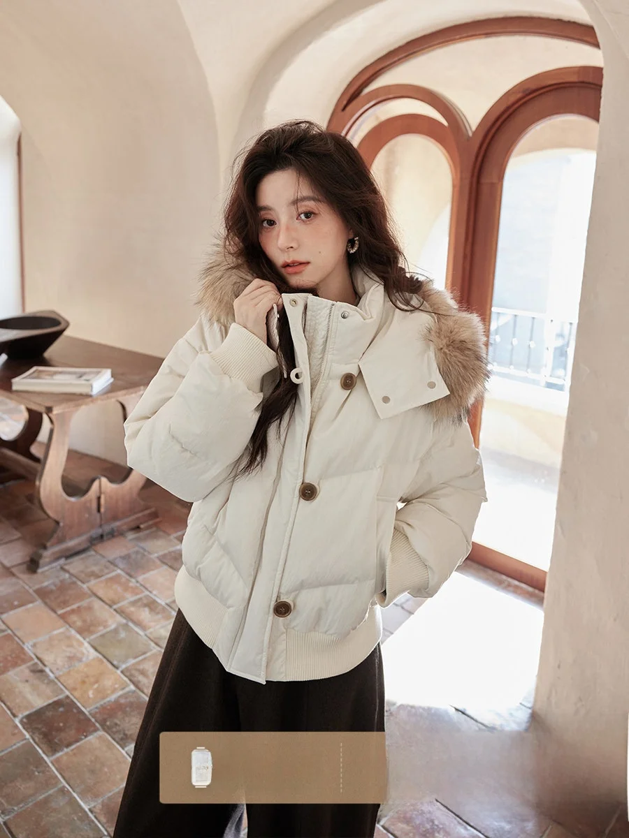 

Зимняя женская теплая куртка Ximen с меховым воротником и капюшоном, уникальная утепленная верхняя одежда, свободный крой для повседневной носки