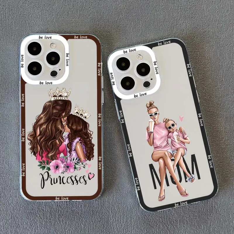 Family Mama Of Girl Mom Angel Eye Clear Phone Case For iPhone 13 12 11 Pro Max 15 14 Pro Max Plus XR XS X 7 8 Plus SE 2020 Cover image 4