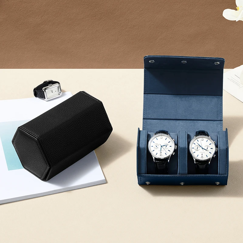 MISHITU Dual Watch Storage Bag Premium Watch Portable Storage Box PU Leather Travel Watch Packaging Bag Gift Box for Wrist Watch