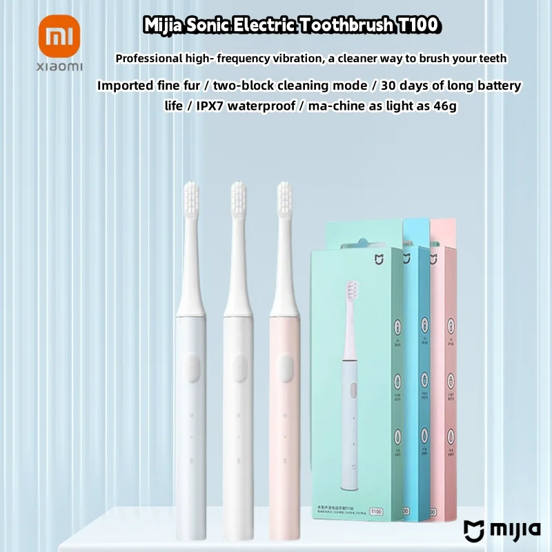 

XIAOMI MIJIA T100 Sonic Electric Toothbrush Cordless USB Rechargeable Toothbrushes Waterproof Ultrasonic Automatic Tooth Brush -