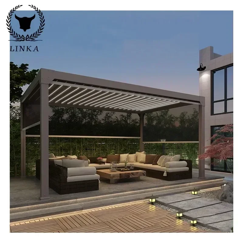 Aluminum Pergola Parts Pergola Aluminum Profile Waterproof Roof Kit Motorized Automatic Aluminum Profiles For Pergolas