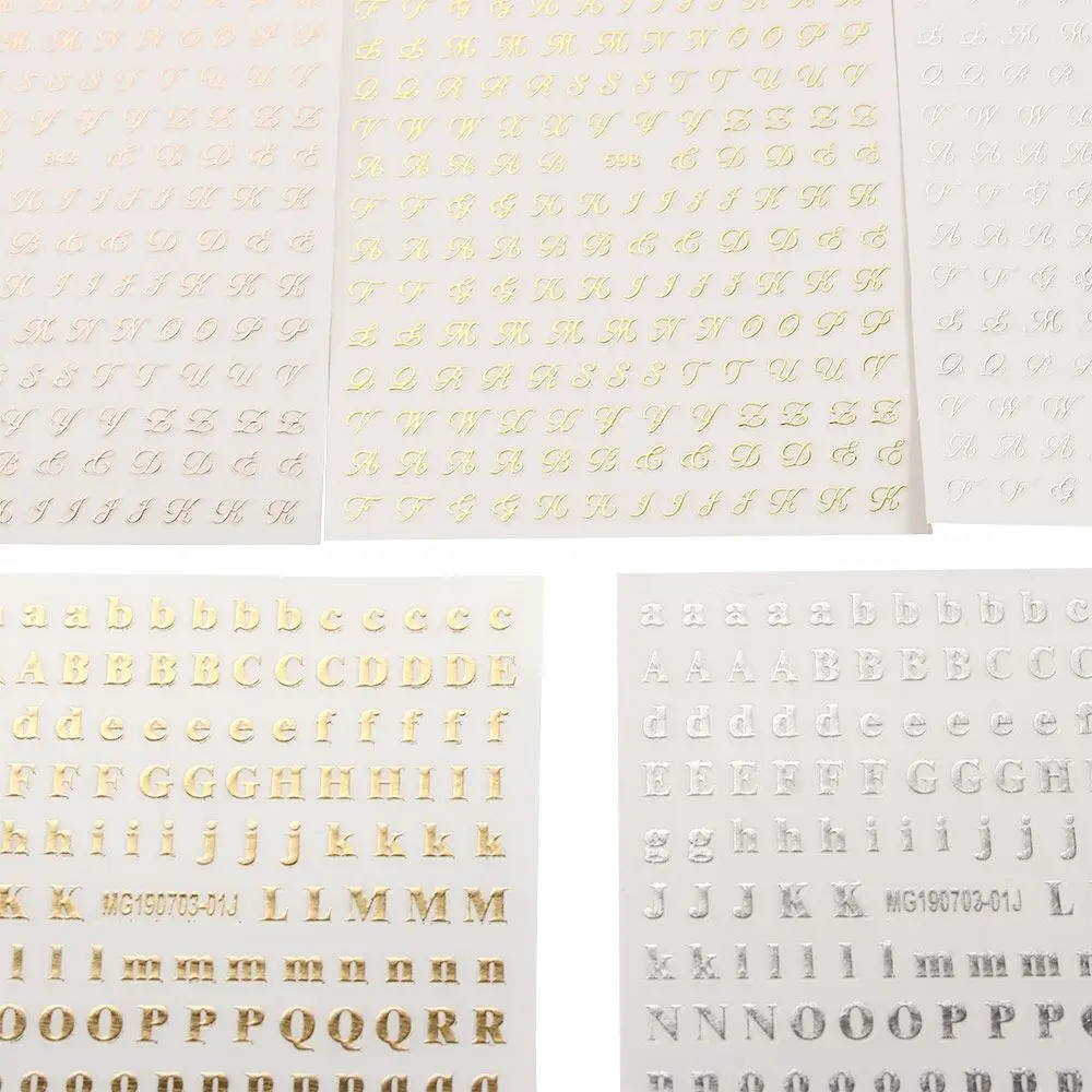 

Gold Women Symbol Self Adhesive Alphabet Character DIY Nail Decoration Nail Foils 3D Nail Decal English Letter Nail Art Sticker