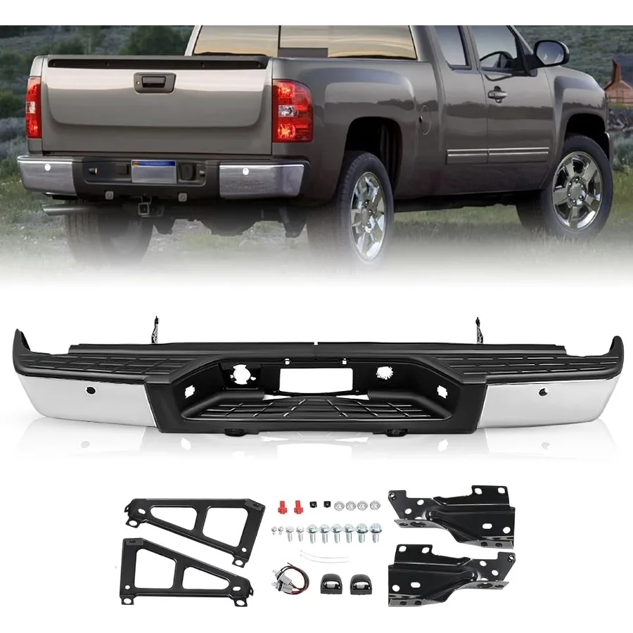 BRYGHT achterbumperconstructie ontworpen voor Chevy Silverado en GMC Sierra 1500 2007-2013 met geïntegreerde sensorgaten en achterpa