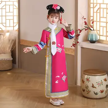 النمط الصيني سلالة تشينغ Ge Ge الملابس سلالة تشينغ 4 ألوان مانشو العلم الملابس موضة الطباعة فساتين الأميرة هانفو