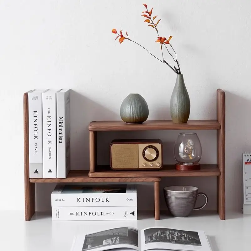 Black Walnut Wood Storage Rack Mug Holder Tea Set Organizer Multi-layer Shelf Desktop Coffee Cup Display Rack