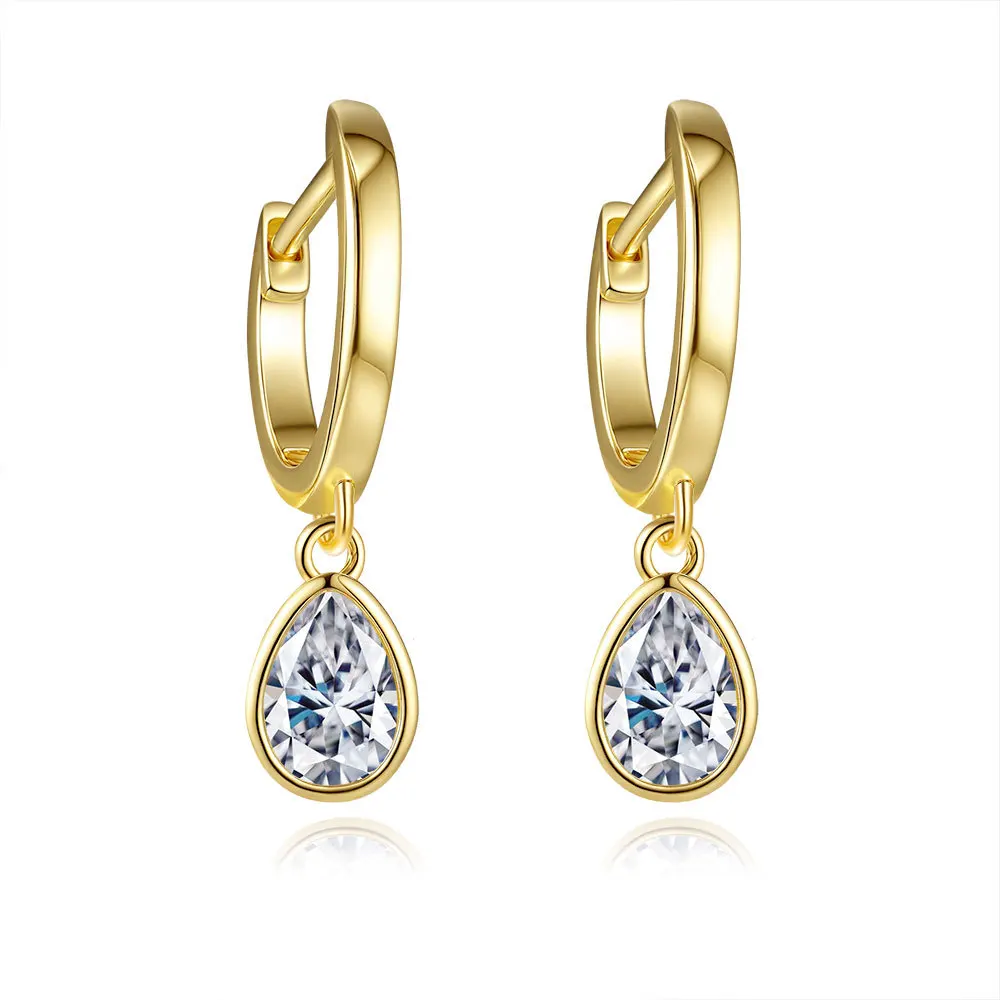 

18K Gold Women's Teardrop Shaped Earrings, Simple Moissanite Earrings, European and American Platinum PT950 Diamond Earrings