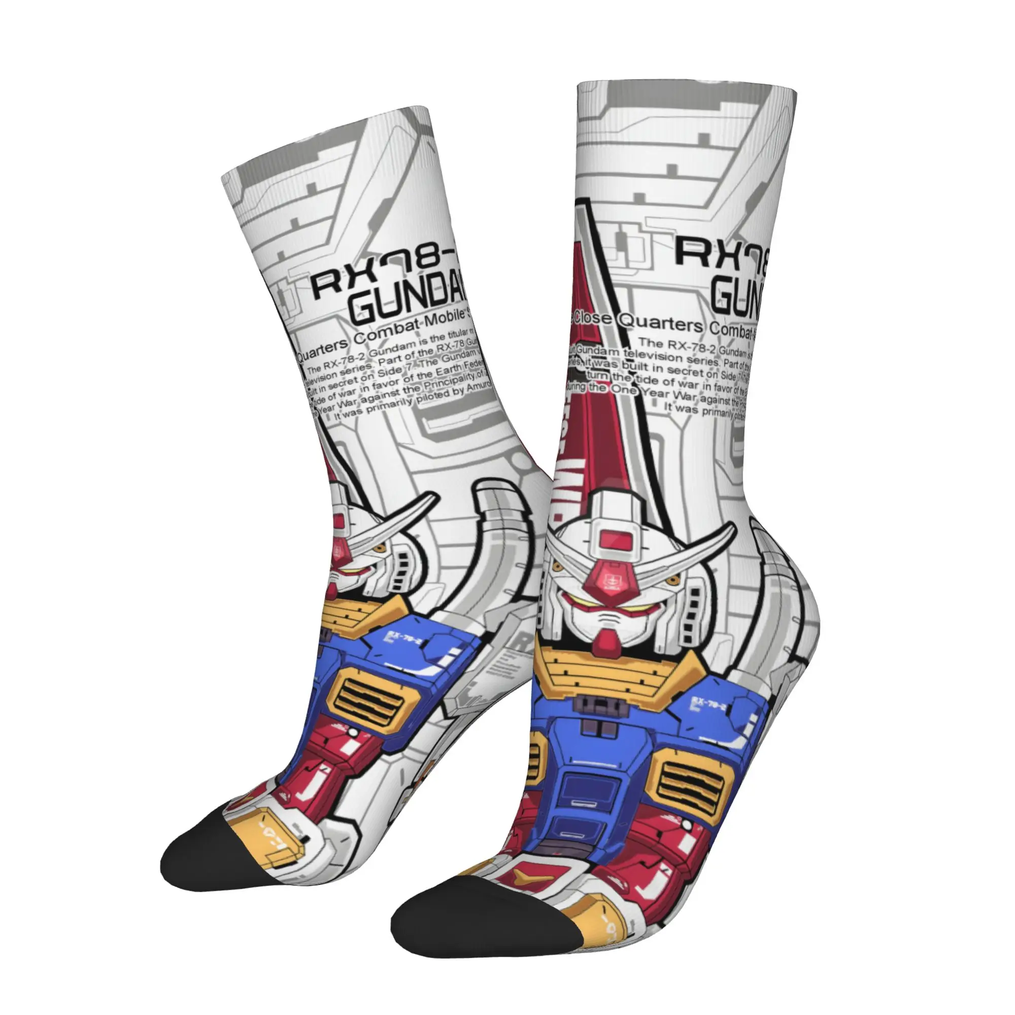 1 Pair Funny Happy Men's Sock GUNDAM Vintage Harajuku  Street Style Novelty Casual Crazy Sock Gift Printed