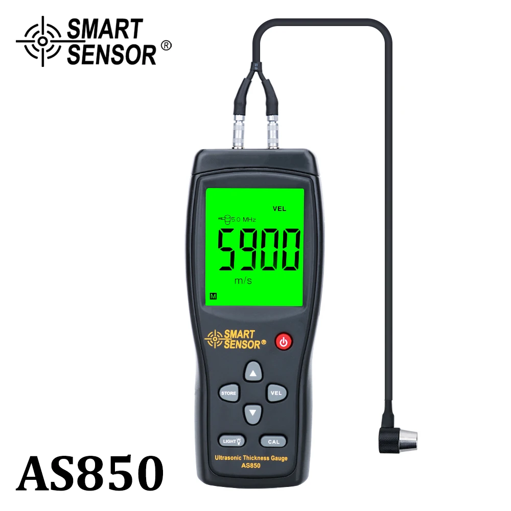 Digitale Ultrasone Diktemeter Geluidssnelheid Meter Metalen Dieptetester 1.2-225mm Smart Sensor AS840 met LCD display