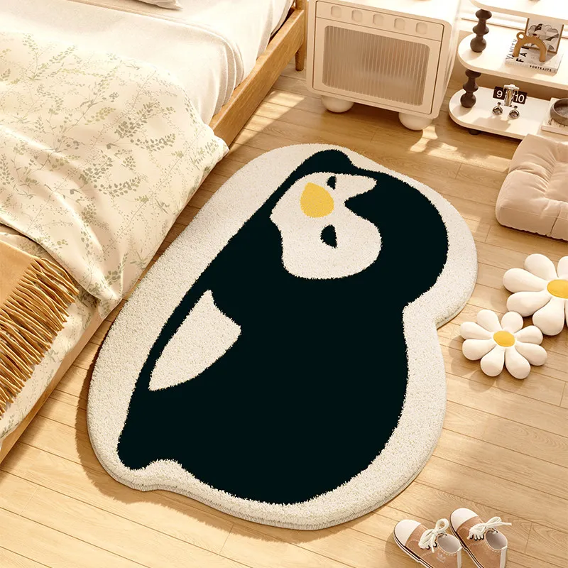 

Ковры в мультяшном стиле для гостиной, милый ковер с пингвинами для спальни, пушистый мягкий коврик неправильной формы для прикроватной зоны, домашний плюшевый напольный коврик