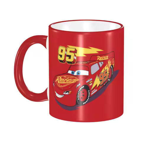 Personalized Car 95 Lightning Mcqueen Coffee Mug DIY Funny Cartoon Movie Ceramic Milk Tea Cup