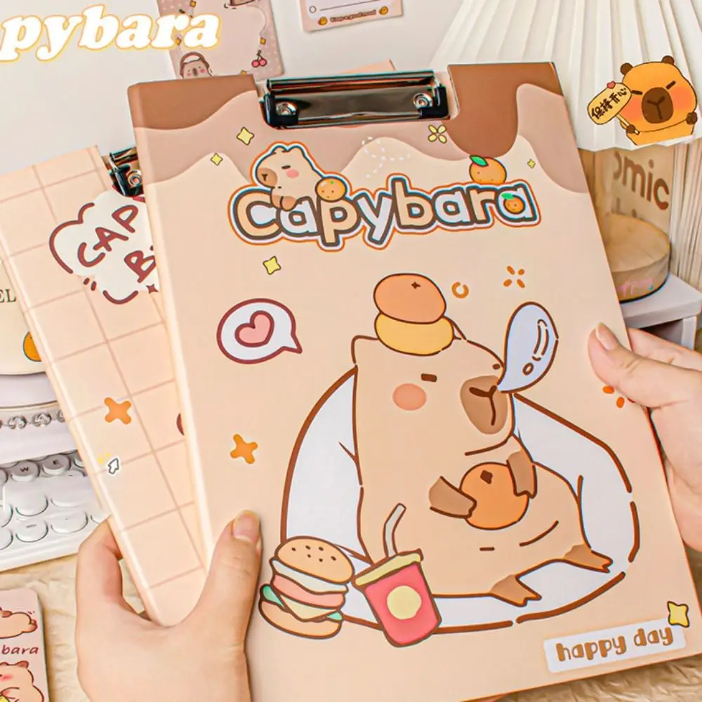 Cute Capybara A4 Folder Board Cartoon School Supplies Foldable Clipboard Paper Multifunctional Writing Board Universal