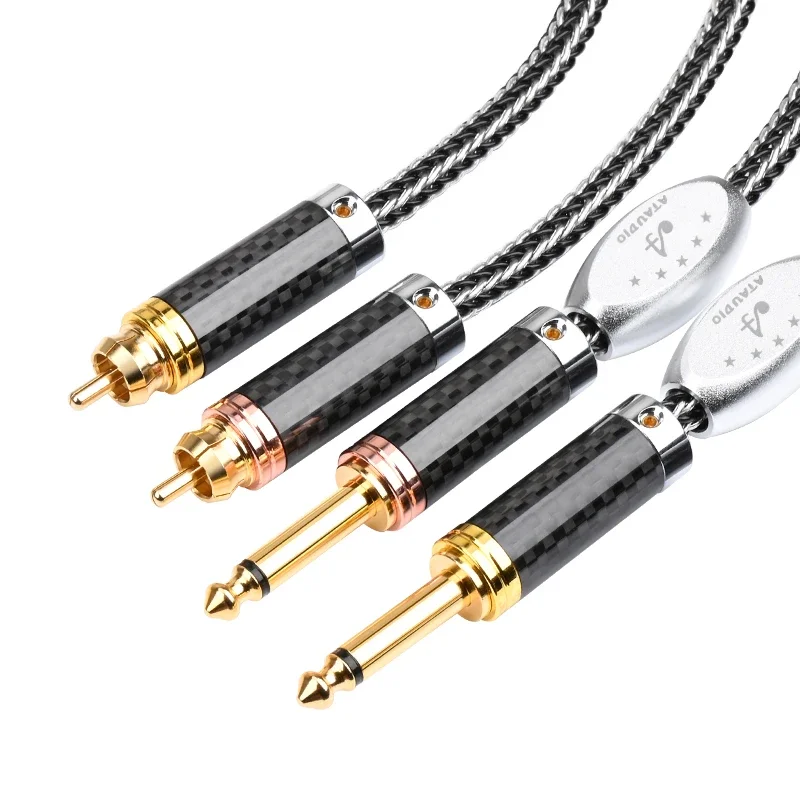 HiFi 2rca to dual 6.5mm cable OCC silver plated 6.5ts for mixer power amplifier audio cable