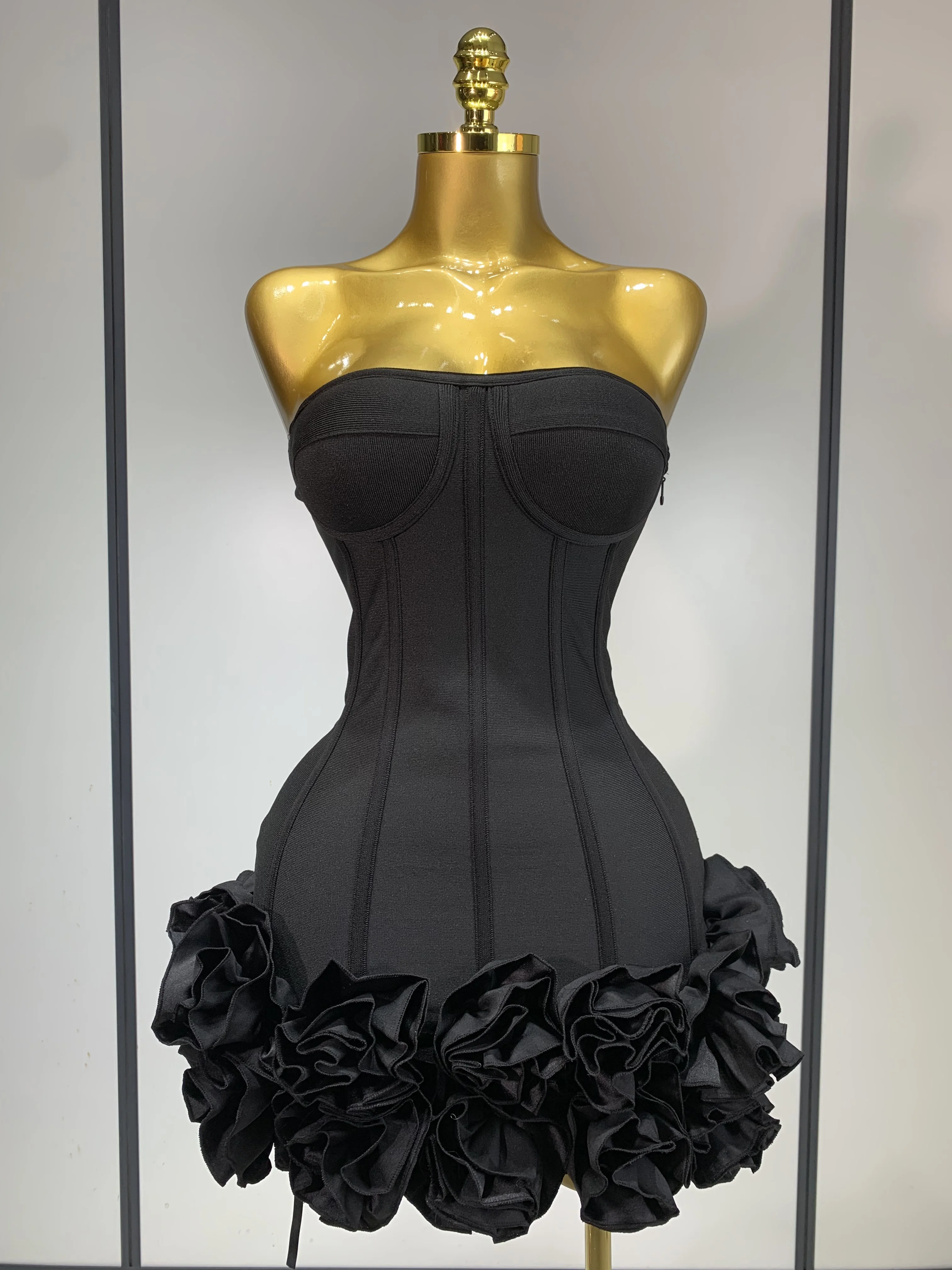Frauen Abend Verband Kleid Liebsten Bodycon Blumen Mini Promi Sexy Geburtstag Party Kleider Foto Schießen Nachtclub Outfit