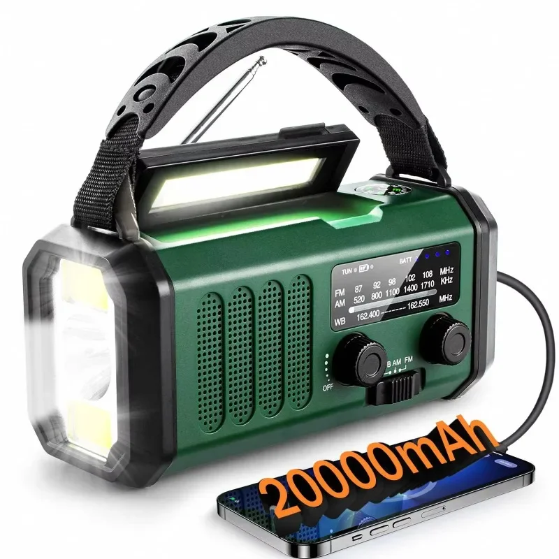 20,000 mAh Emergency Outdoor Retro Radio with Internet Function FM Band Home Radio with Flashlight