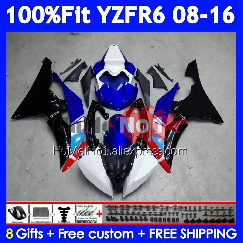 OEM Kit For YAMAHA YZFR6 YZF600 YZF Blue black R6 600 R 6 358No.22 YZF-R6 YZF-600 2008 2009 2010 2011 2012 13 14 15 16 Fairing