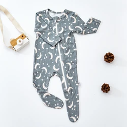 Happyflute Baby Clothes Soft Newborn Romper Nordic Pattern Bamboo Cotton Infant Long Sleeved Leggings Jumpsuit