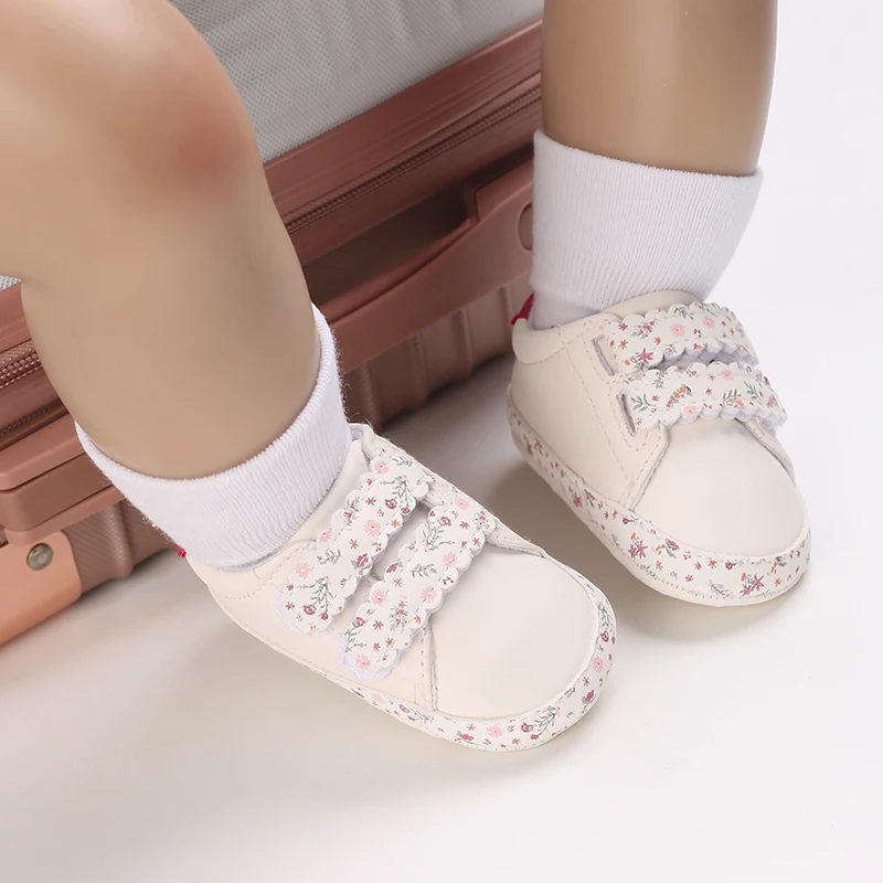 Weiße Prinzessinnenschuhe mit Blumenmuster, lässige Lauflernschuhe für Babys und Kleinkinder von 0-18 Monaten – Detail 4