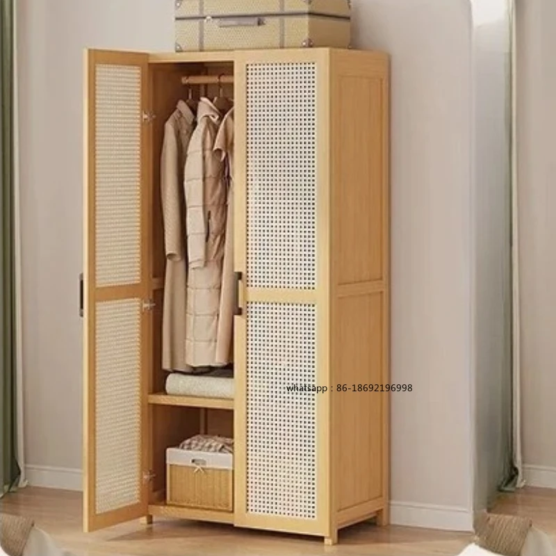 Armored Single Sliding Door Wardrobe Closet Clothes Storage Cabinet Things Bedroom Room Set Wooden Locker Coat Household Items