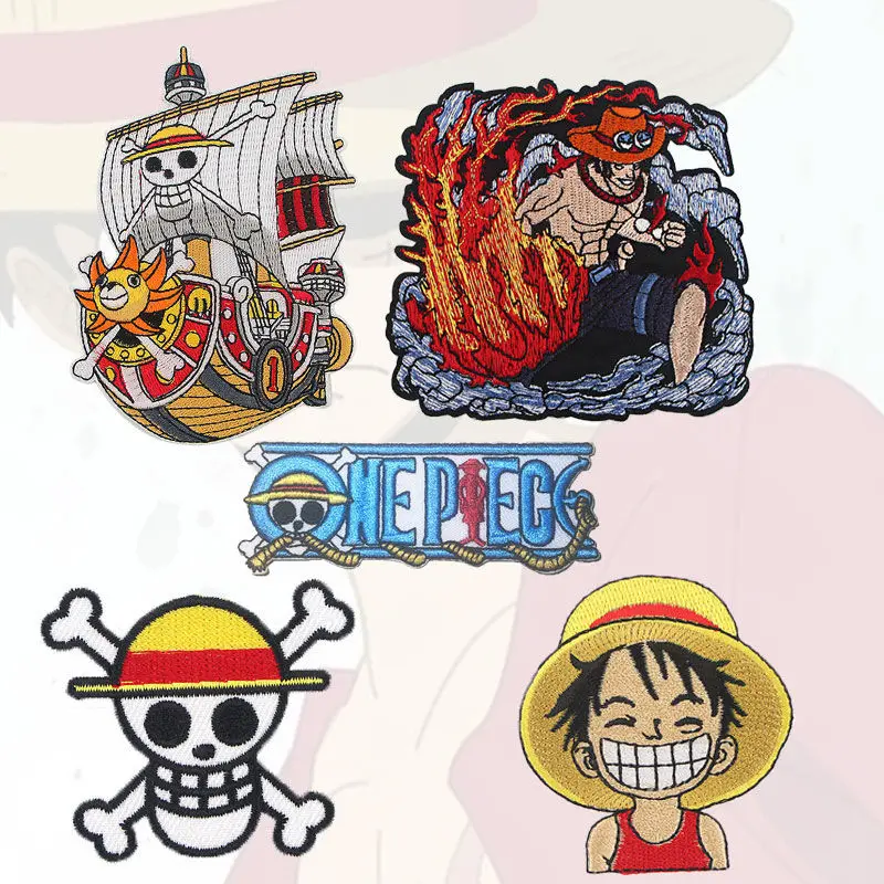 

One Piece Kawaii Luffy Chopper Ace cartoon character peripheral embroidery ironing cloth stickers clothes hole patch stickers