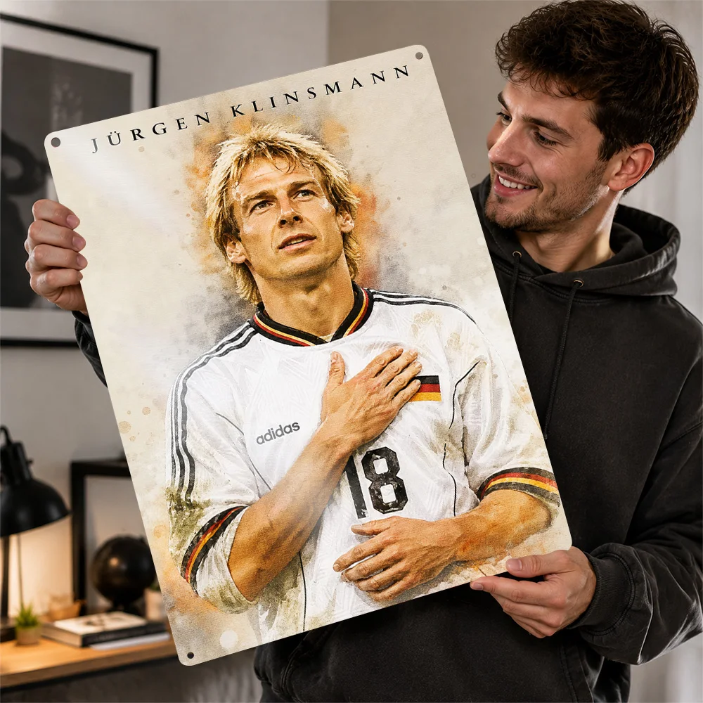 Jürgen Klinsmann Football Aluminum Poster Customized Metal Tin Sign Club Legacy Style Wall Art Ideal For Home Gym Or Clubhouse