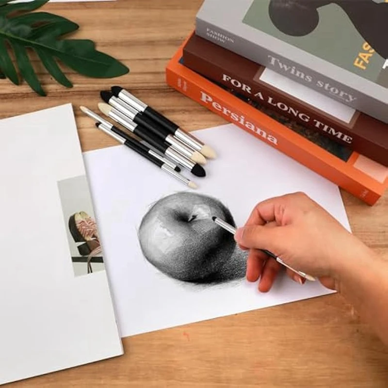 6 sztuk biszkoptu do mieszania artysty, dwugłowy ołówek do mieszania, rysowanie pędzlem, piankowe narzędzie do blendera trwałe