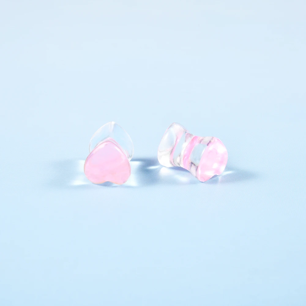 Mode Transparent Solide Rosa Lila Glas Herzförmige Ohr Expander Ohrmuschel Piercing Schmuck Ohr Expansion Artefakt 6-25mm – Detail 9