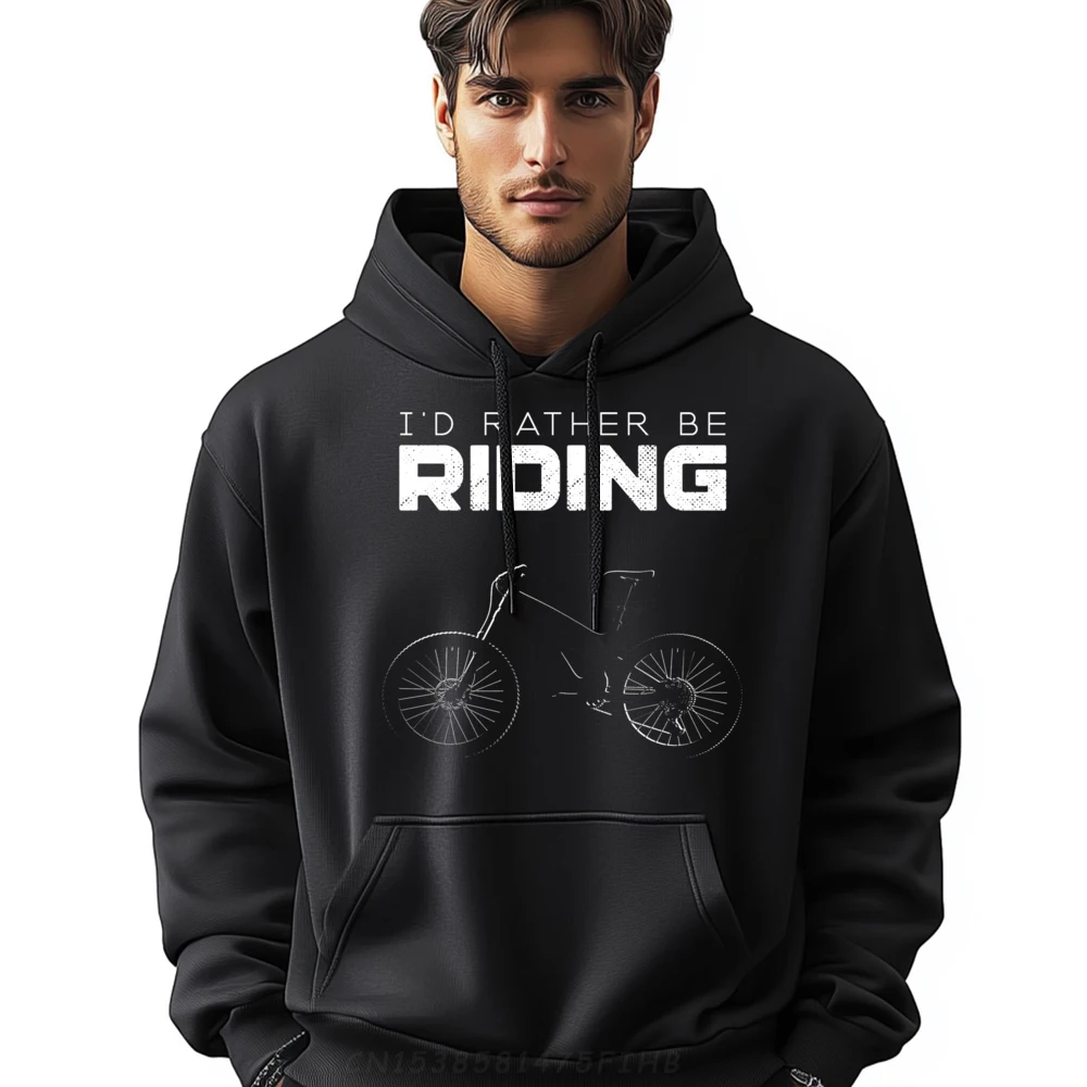 I'd Rather Be Riding MTB Mountain Bike Plain Sweatshirts Wholesale Durable and wear-resistant Men's Polyester Hoodie Aesthetic