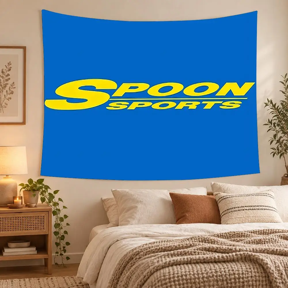 Spoons Sports JDM Racing Car Tapestry Custom Living Bedroom Party Dormitory Interior Wall Bohemian Decoration Attached Clip
