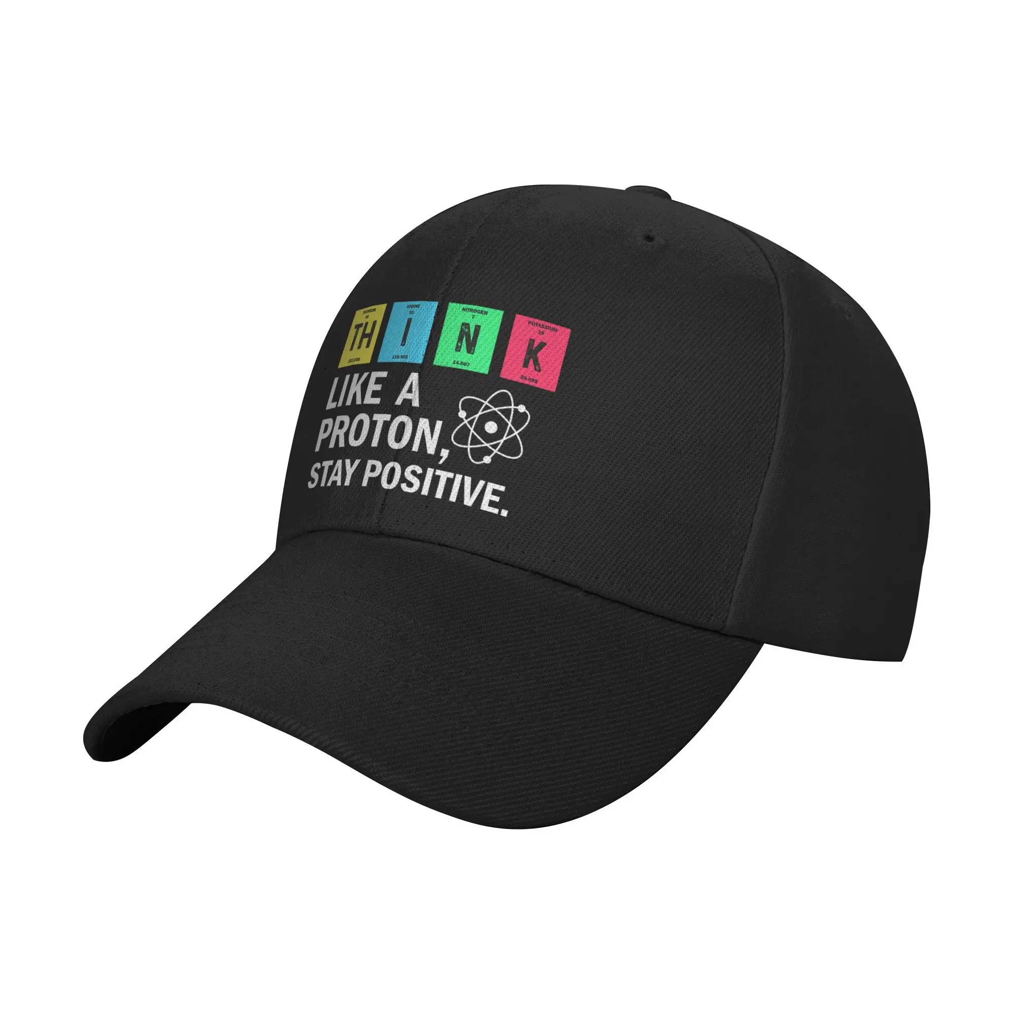 Summer Think Like A Proton Stay Positive Science Baseball Cap  Running Fitted Retro Sun Trucker Hat Women Men Baseball Caps