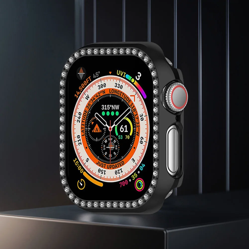 Яркий защитный бампер, Жесткий Бампер для ПК, бриллиантовый защитный чехол для Apple Watch серии 10 42 мм/46 мм